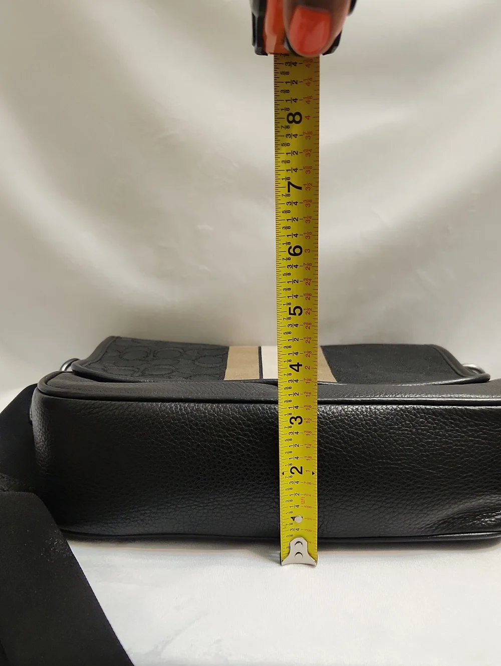 Coach Thompson Black Signature Jacquard Stripe Small Map Messenger Bag